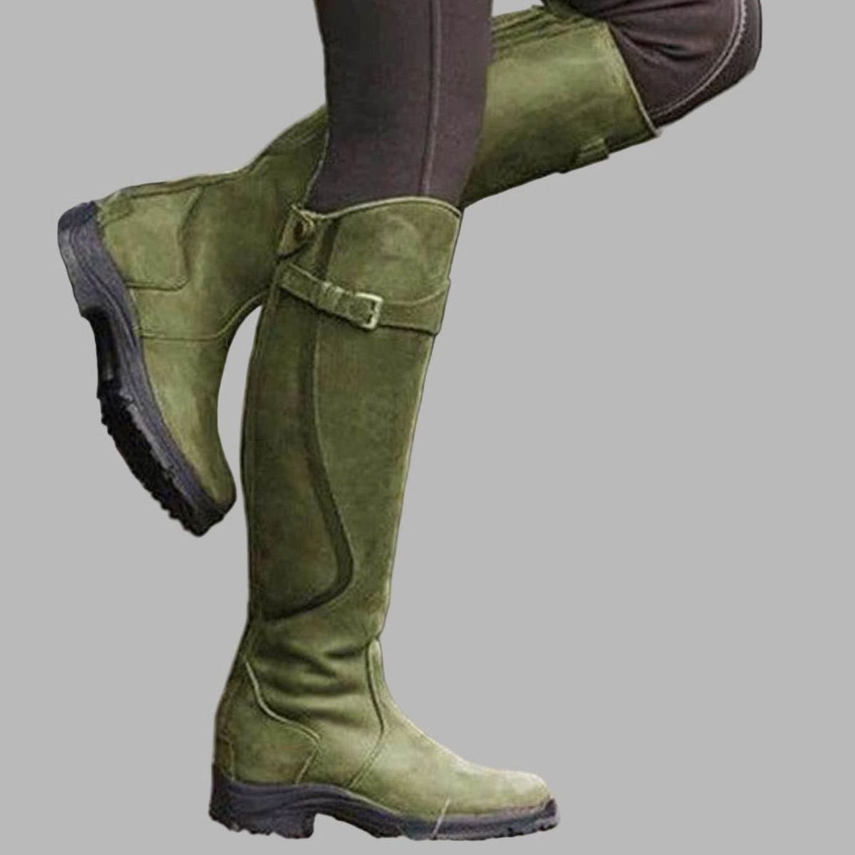 Harper | Women's Tall Leather Knee-High Buckle Strap Hiking Boots