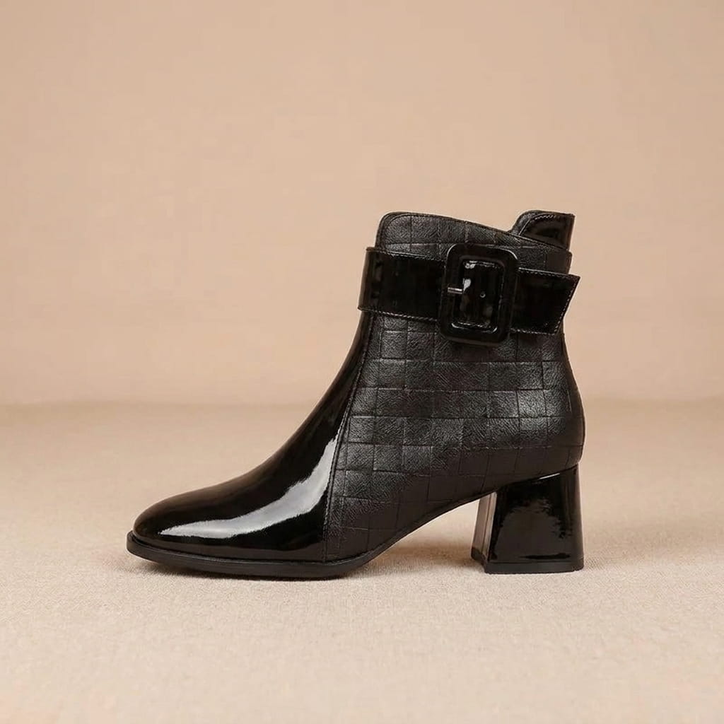 Vegan Leather Square-Toe Ankle Boots for Women – Two-Tone & Block Heel | Selene