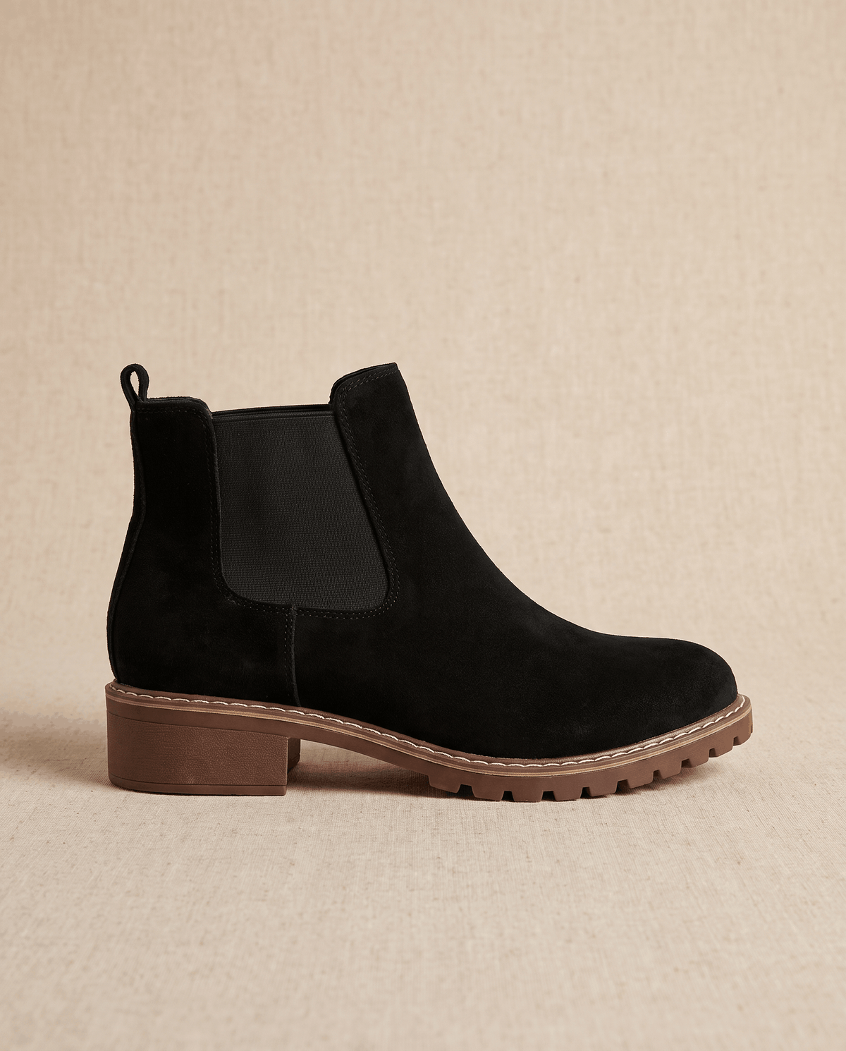 Vegan Suede Lug Sole Chelsea Boots for Women – Block Heel & Welt Trim | Lena