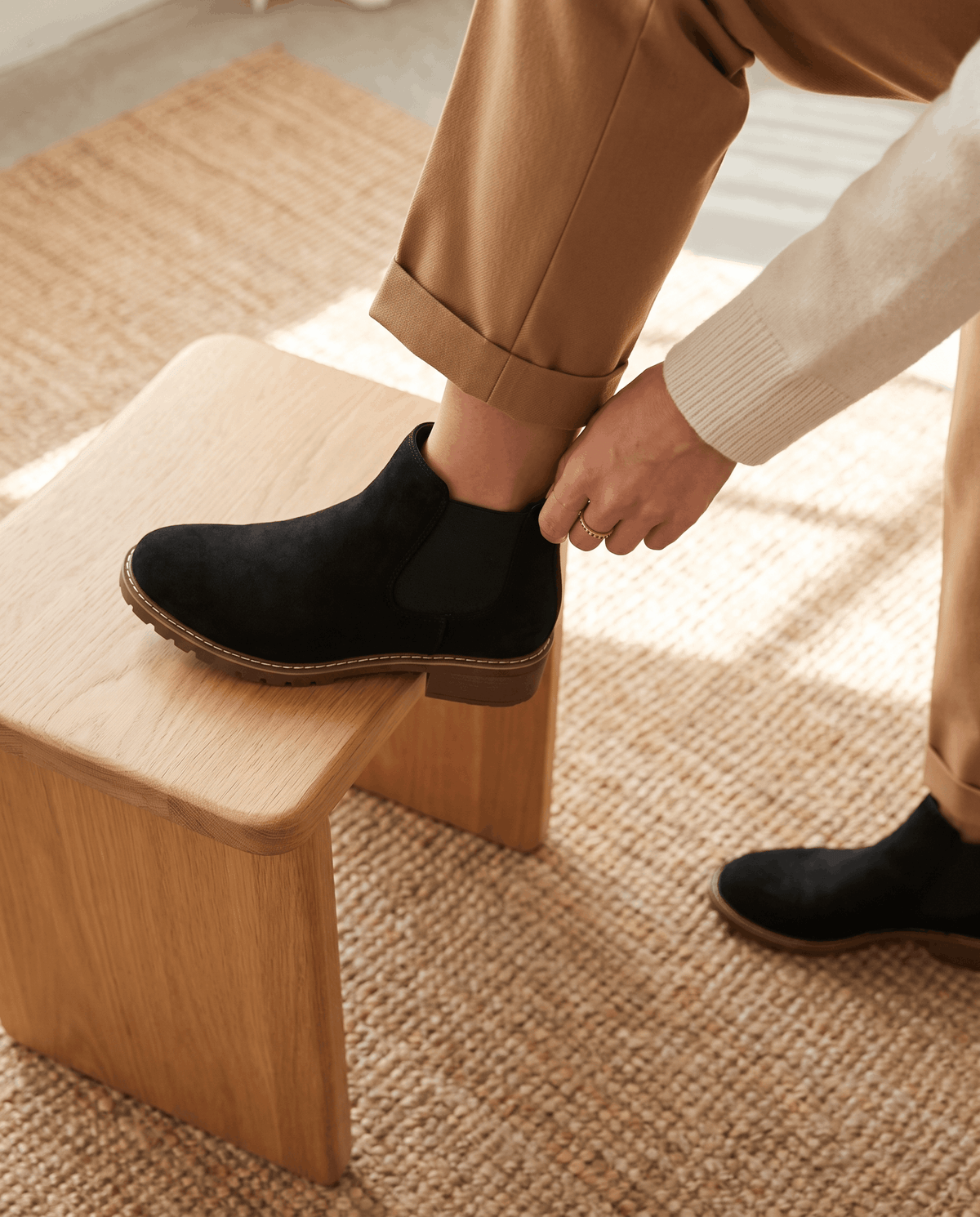 Vegan Suede Lug Sole Chelsea Boots for Women – Block Heel & Welt Trim | Lena