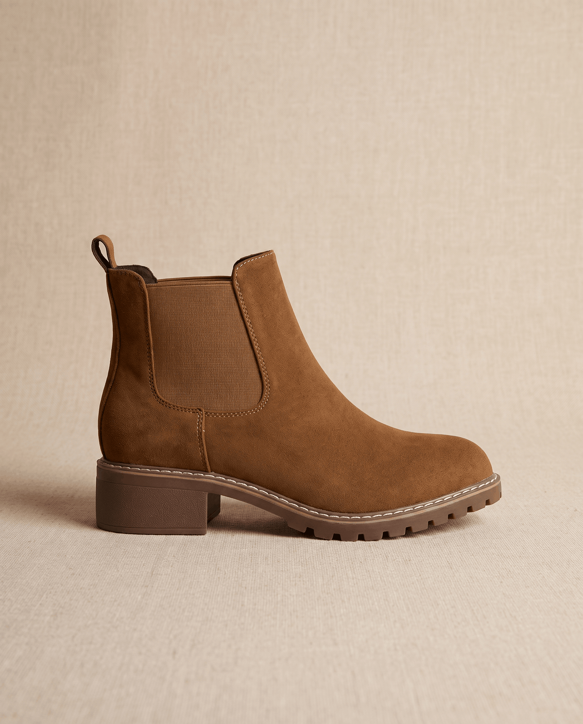 Vegan Suede Lug Sole Chelsea Boots for Women – Block Heel & Welt Trim | Lena