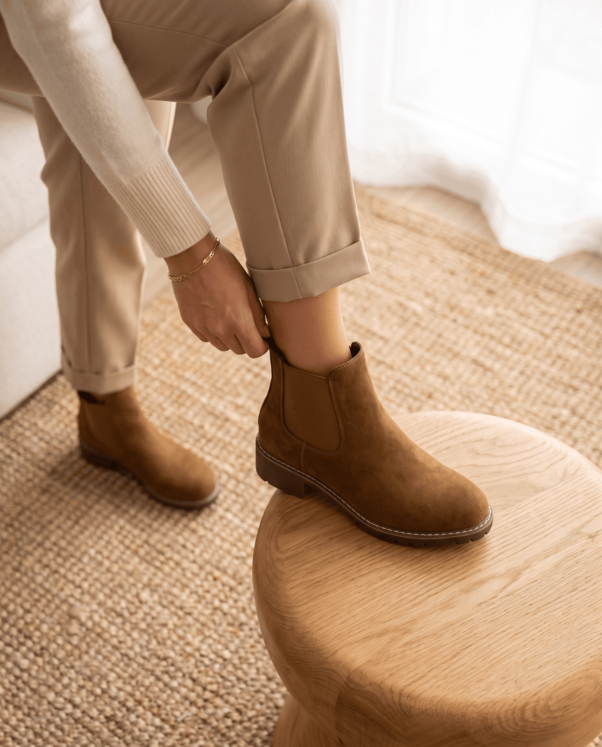 Vegan Suede Lug Sole Chelsea Boots for Women – Block Heel & Welt Trim | Lena