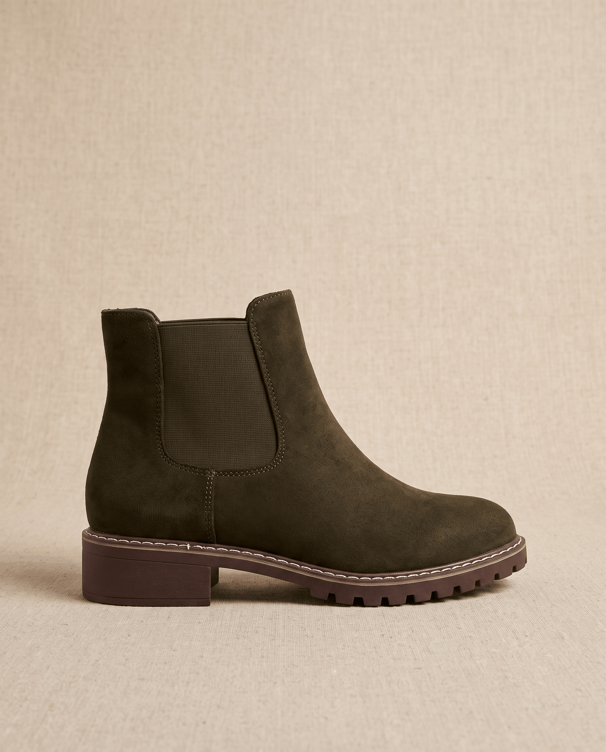 Vegan Suede Lug Sole Chelsea Boots for Women – Block Heel & Welt Trim | Lena