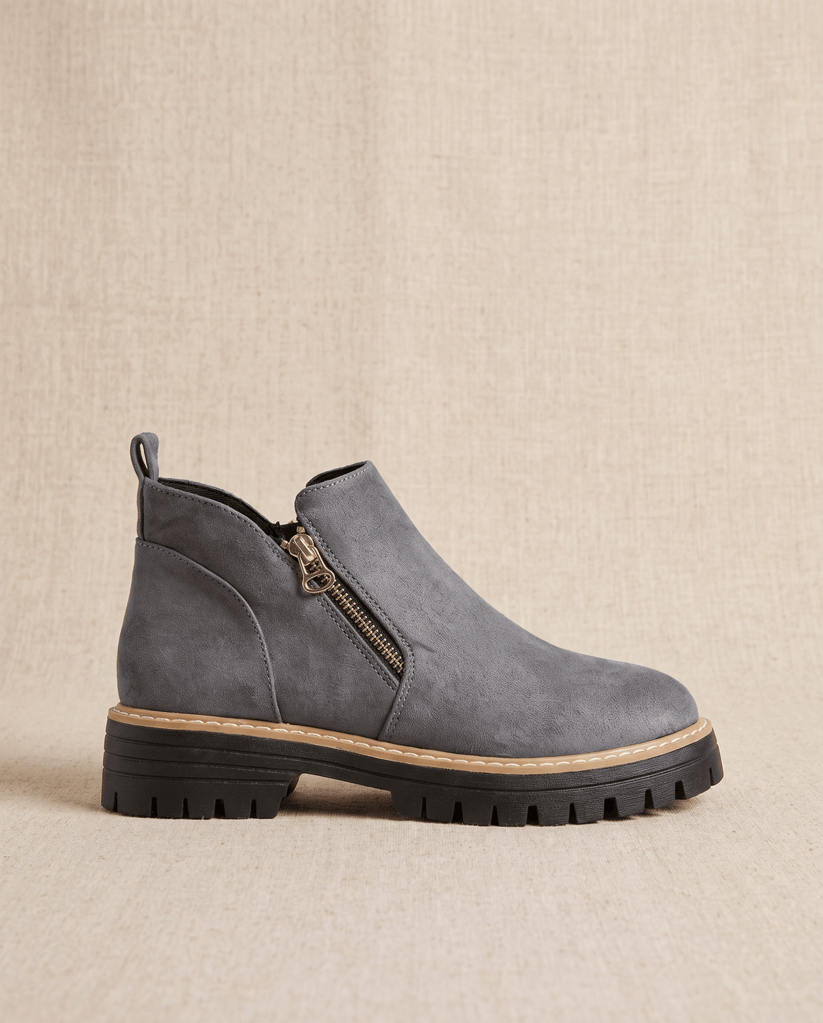 Vegan Suede Side Zip Ankle Boots for Women – Lug Platform & Wedge Sole | Mandy