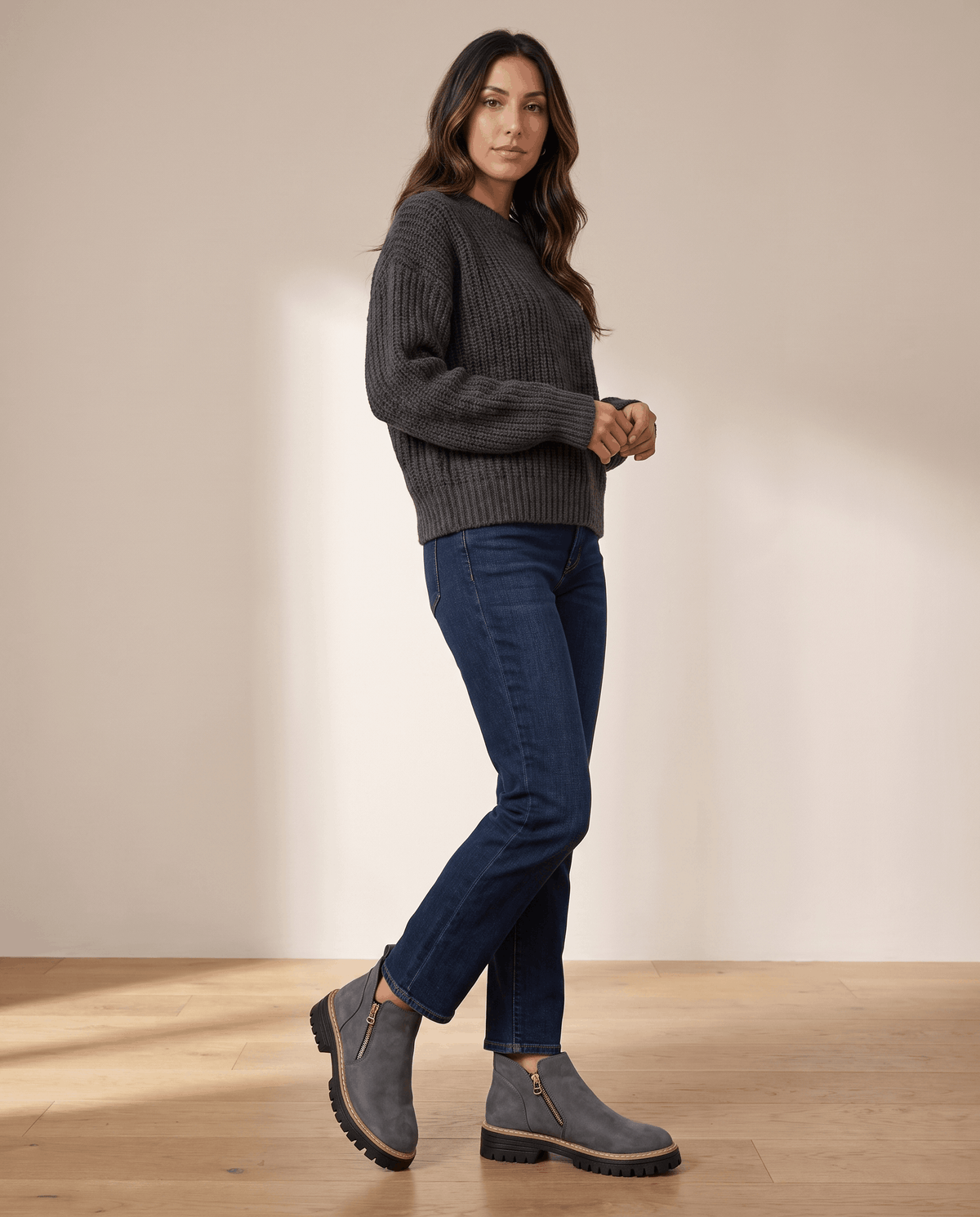 Vegan Suede Side Zip Ankle Boots for Women – Lug Platform & Wedge Sole | Mandy