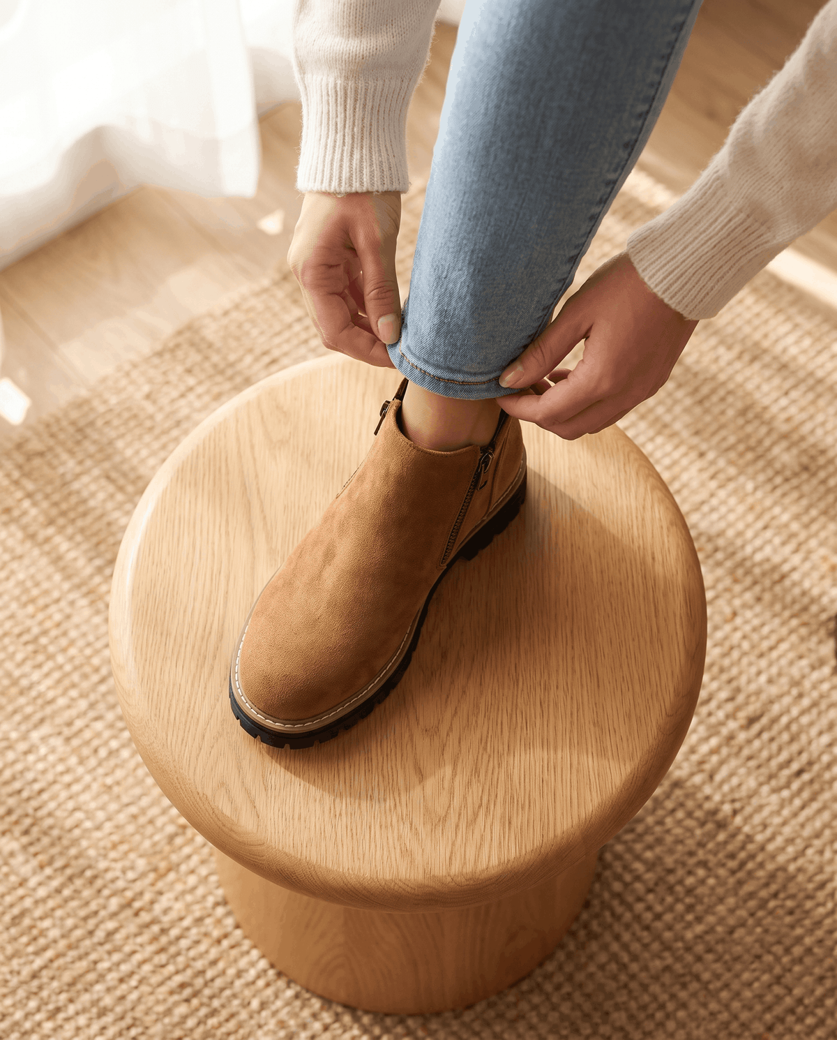 Vegan Suede Side Zip Ankle Boots for Women – Lug Platform & Wedge Sole | Mandy
