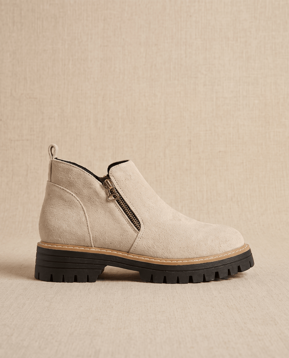 Vegan Suede Side Zip Ankle Boots for Women – Lug Platform & Wedge Sole | Mandy