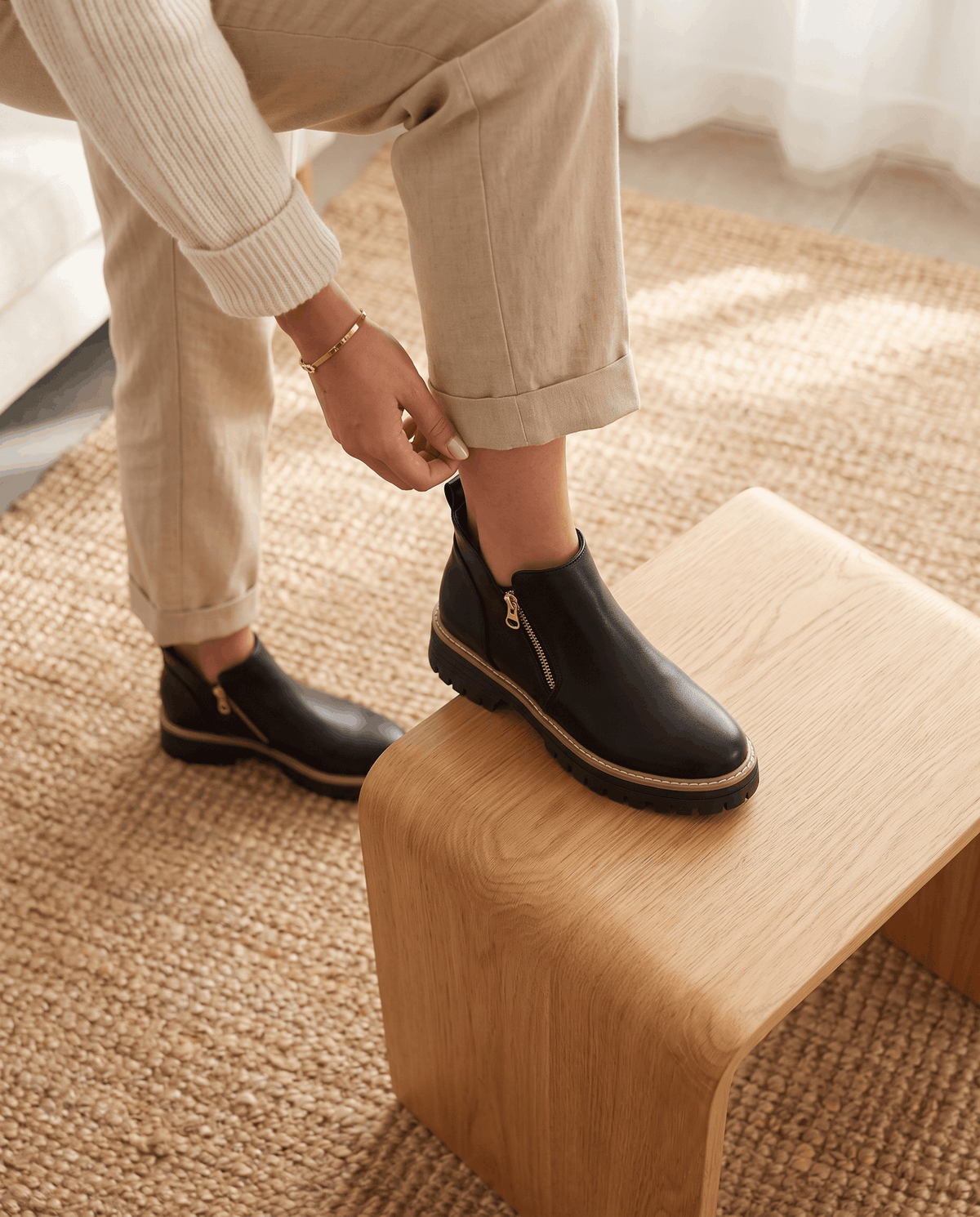 Vegan Suede Side Zip Ankle Boots for Women – Lug Platform & Wedge Sole | Mandy