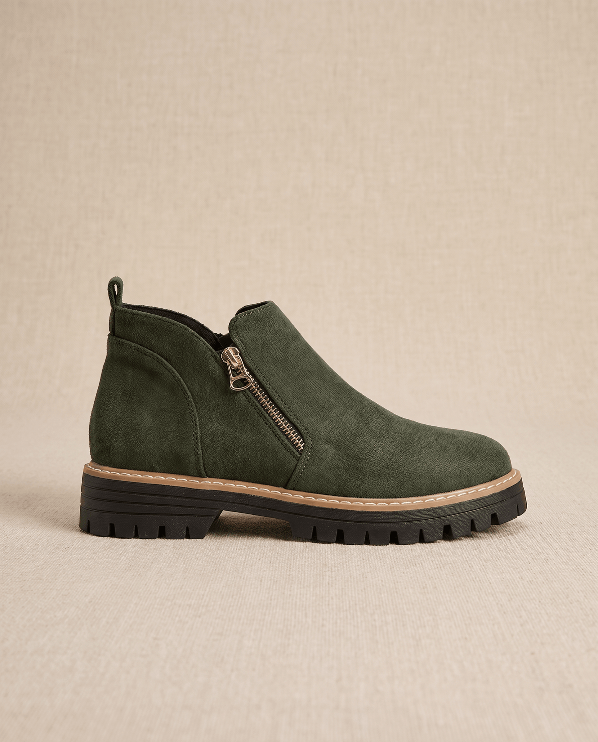 Vegan Suede Side Zip Ankle Boots for Women – Lug Platform & Wedge Sole | Mandy