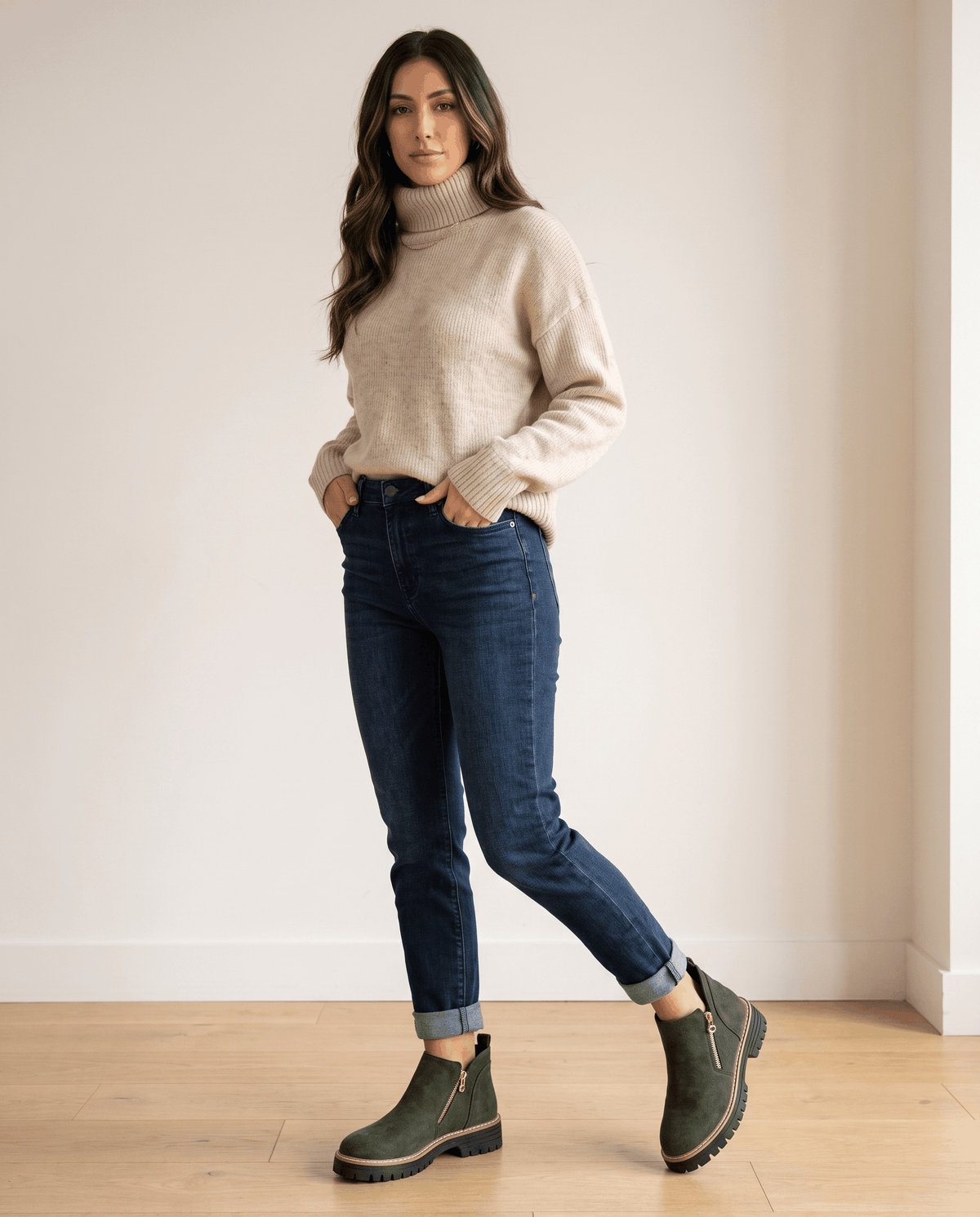 Vegan Suede Side Zip Ankle Boots for Women – Lug Platform & Wedge Sole | Mandy