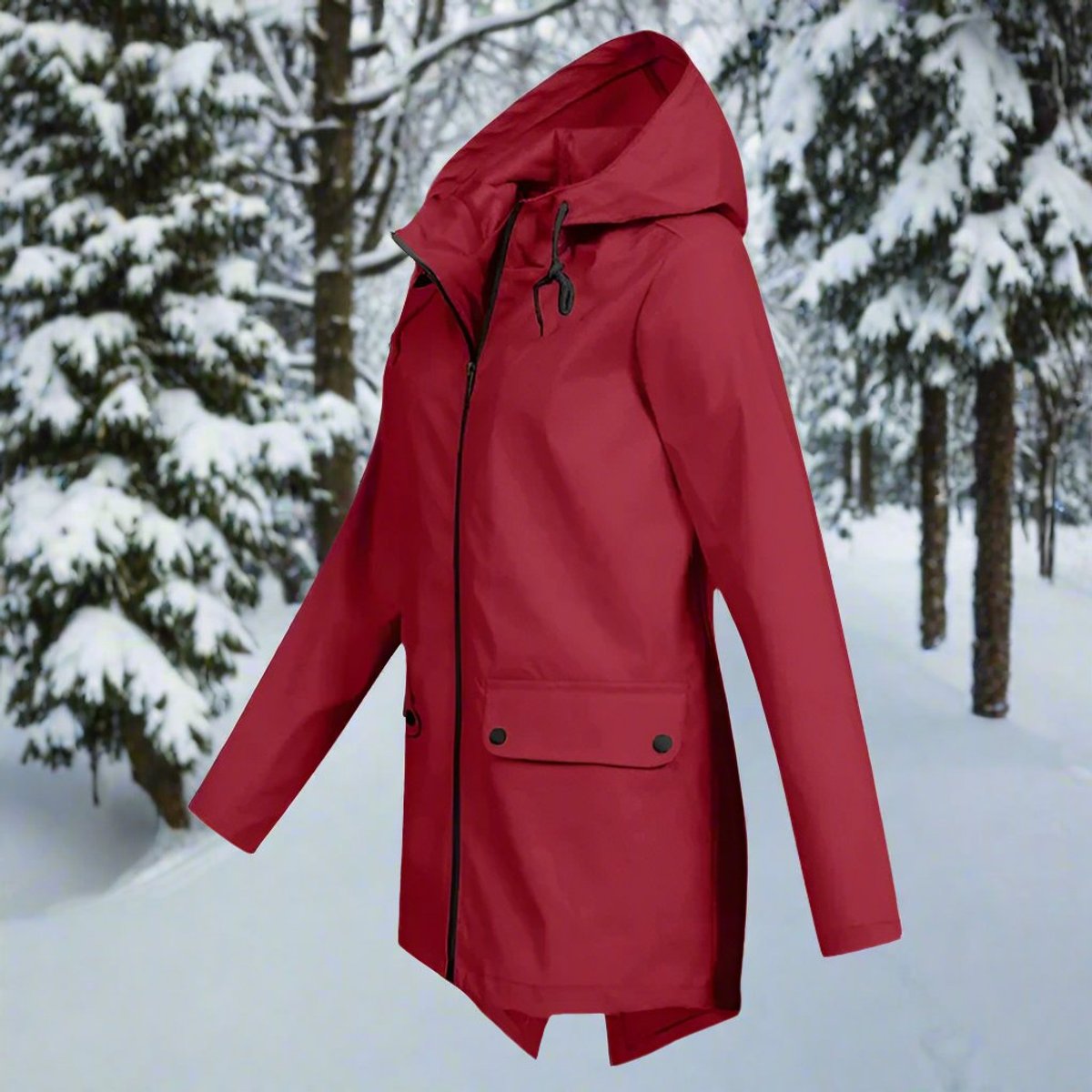 Edith | Waterproof Hooded Zip-Up Adjustable Cuffs Rain Jacket