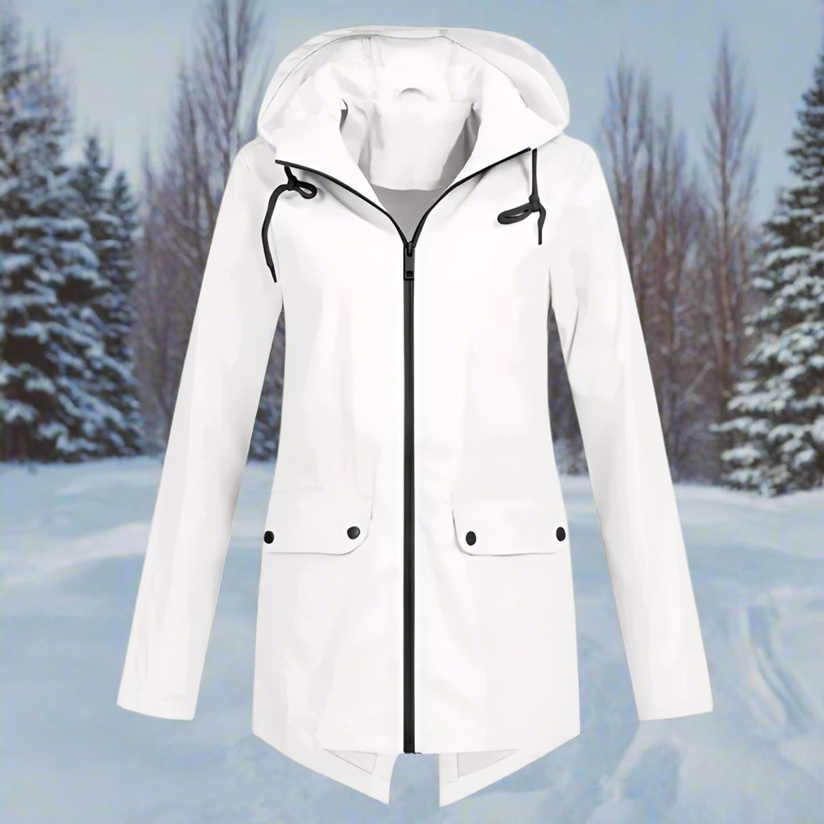 Edith | Waterproof Hooded Zip-Up Adjustable Cuffs Rain Jacket