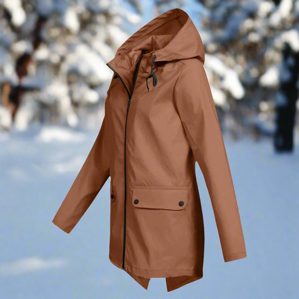Edith | Waterproof Hooded Zip-Up Adjustable Cuffs Rain Jacket