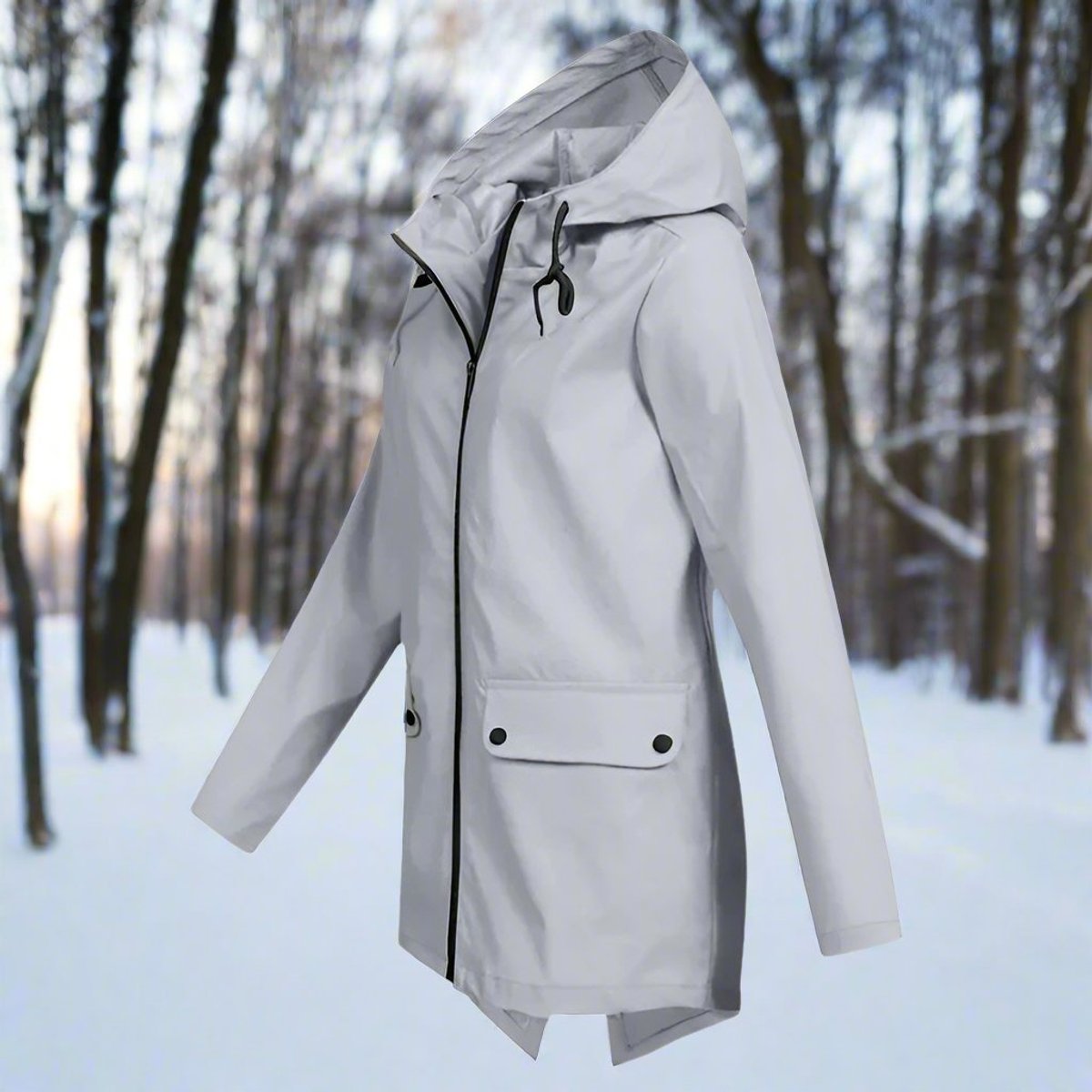 Edith | Waterproof Hooded Zip-Up Adjustable Cuffs Rain Jacket