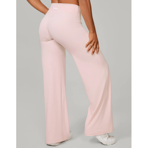 Women's Wide Leg Pull on High Waisted Pants with Elastic Waist and Stretch Fabric