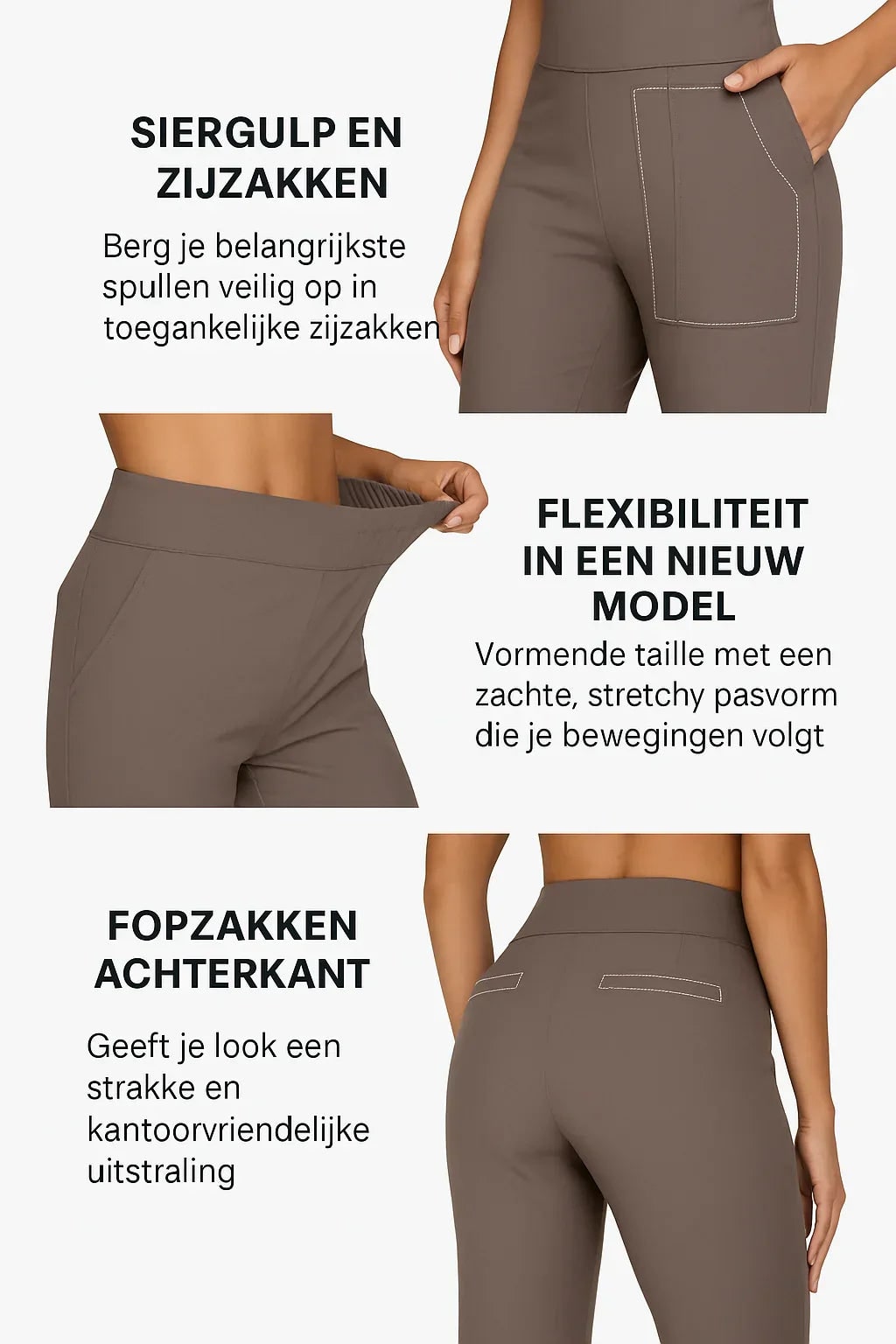 Women's Wide Leg Pull on High Waisted Pants with Elastic Waist and Stretch Fabric