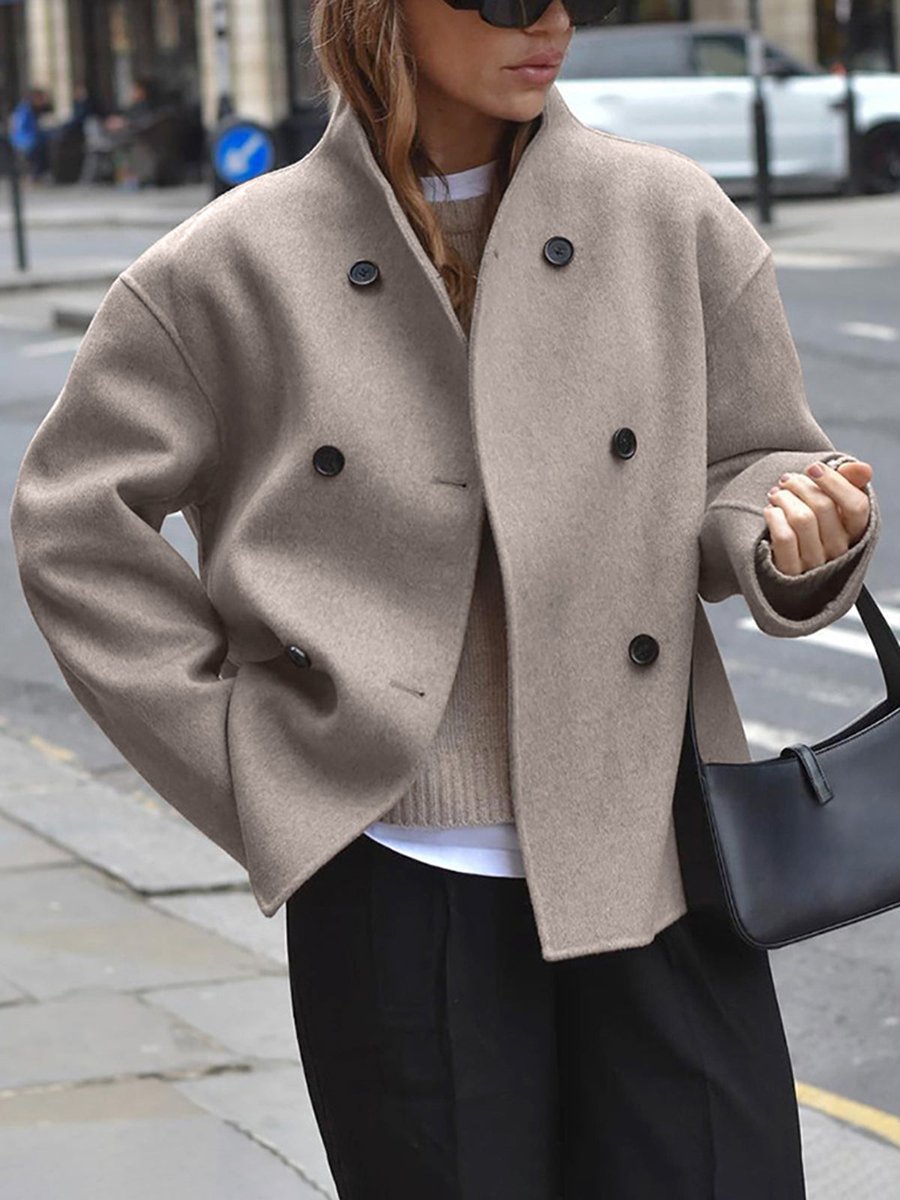 Cecily | Double-Breasted Stand Collar Pea Winter Coat