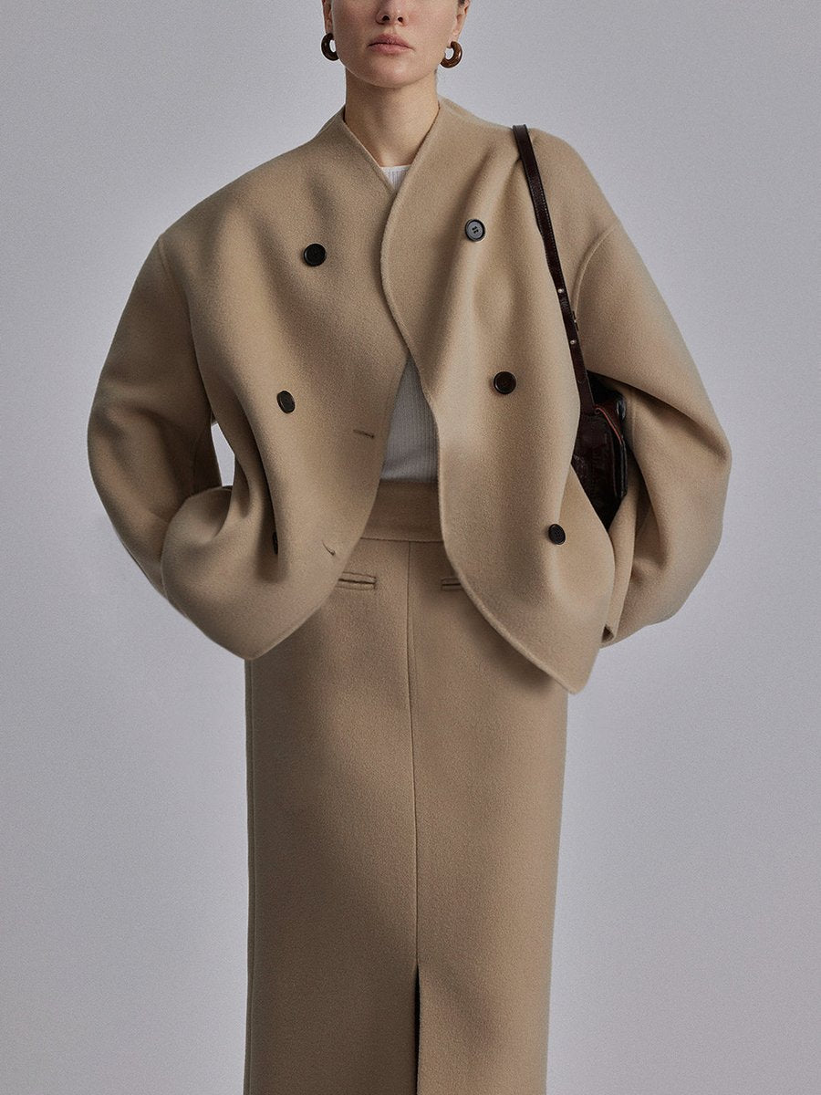 Cecily | Double-Breasted Stand Collar Pea Winter Coat