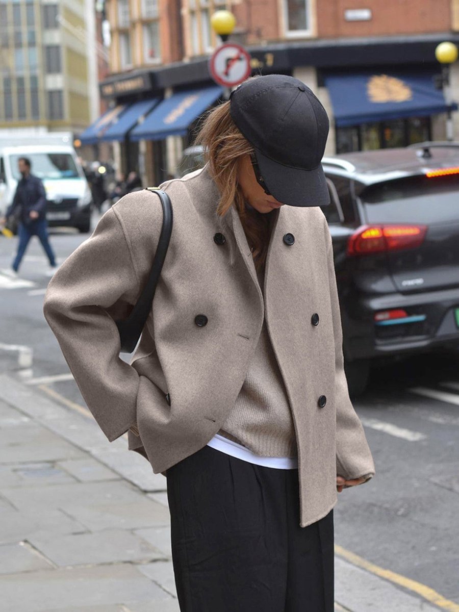 Cecily | Double-Breasted Stand Collar Pea Winter Coat