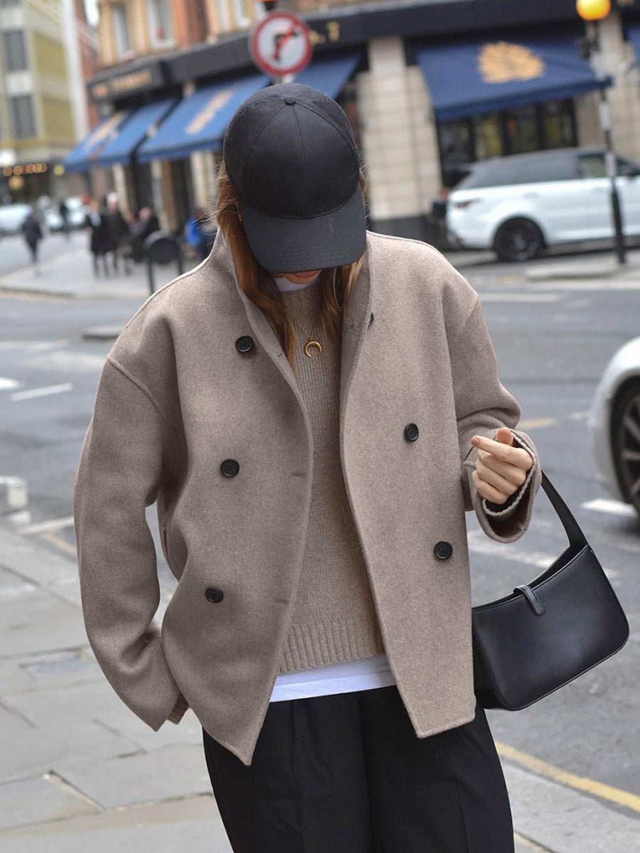 Cecily | Double-Breasted Stand Collar Pea Winter Coat