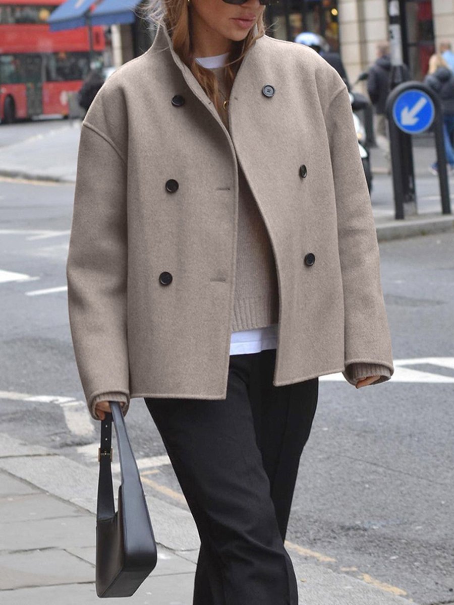 Cecily | Double-Breasted Stand Collar Pea Winter Coat