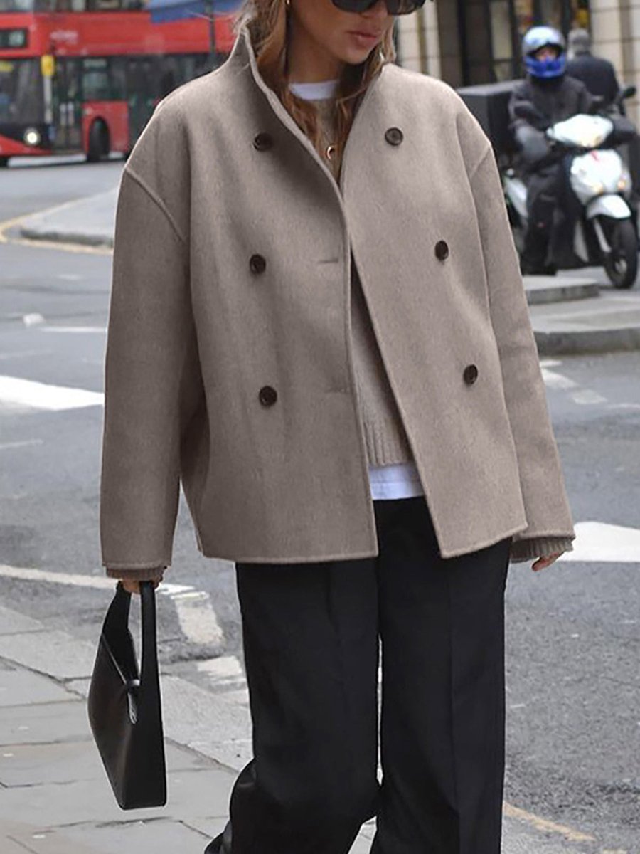 Cecily | Double-Breasted Stand Collar Pea Winter Coat