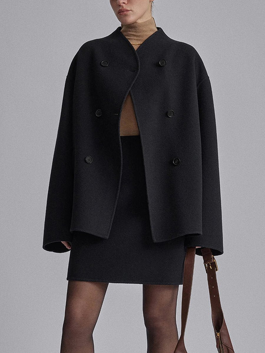 Cecily | Double-Breasted Stand Collar Pea Winter Coat