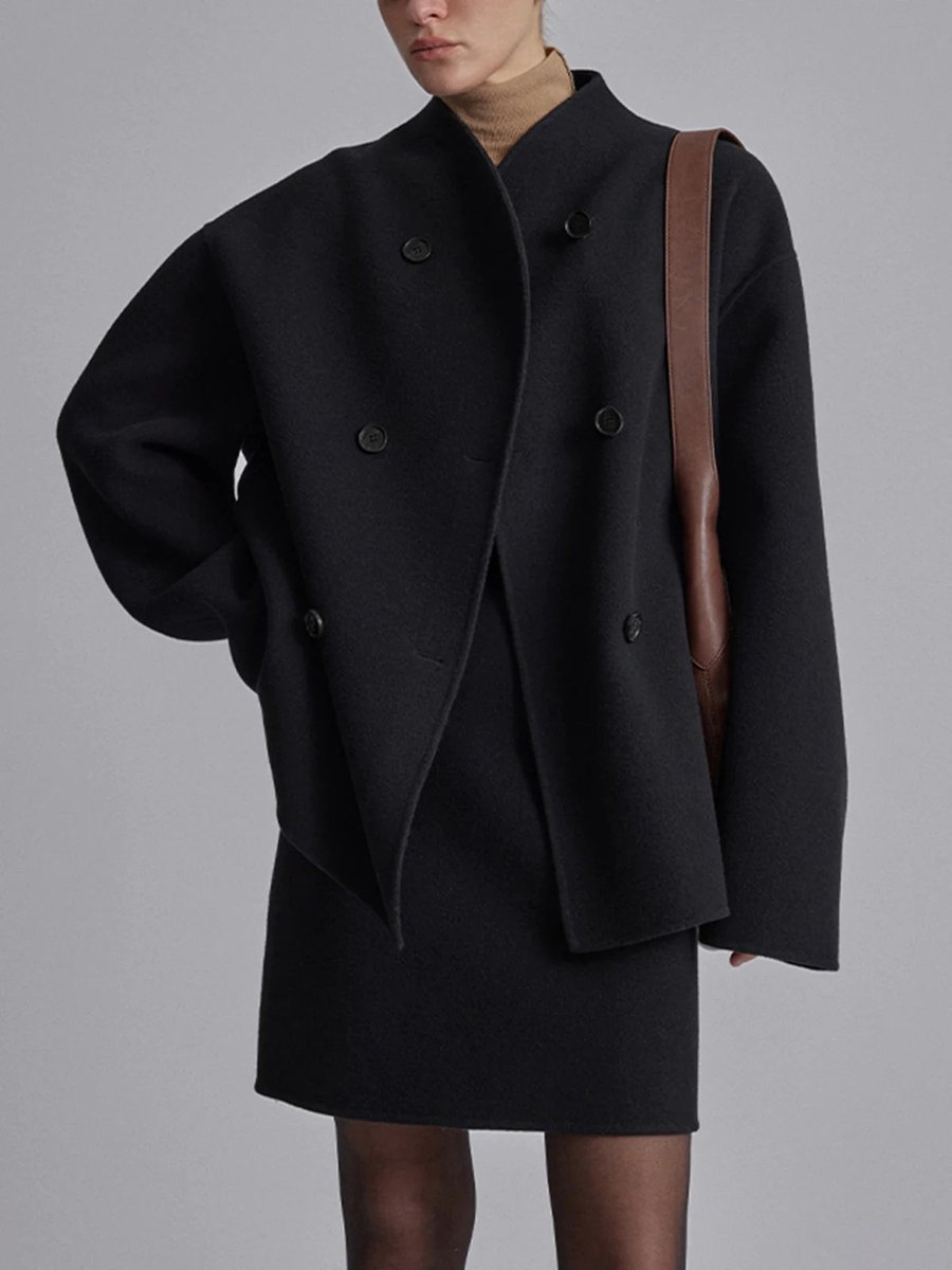 Cecily | Double-Breasted Stand Collar Pea Winter Coat