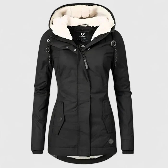 Women's Winter Jacket with Sherpa Fleece Lining and Waterproof Hooded Coat Shell