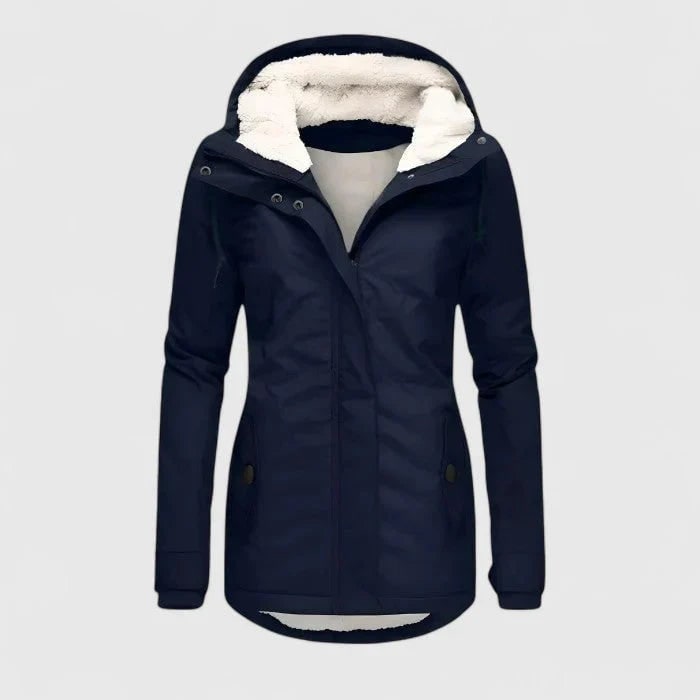 Women's Winter Jacket with Sherpa Fleece Lining and Waterproof Hooded Coat Shell