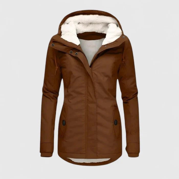 Women's Winter Jacket with Sherpa Fleece Lining and Waterproof Hooded Coat Shell