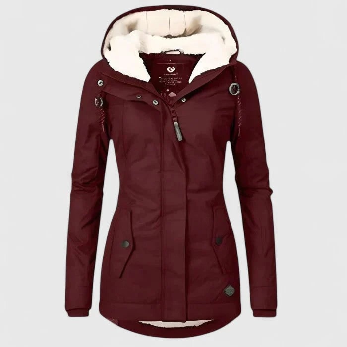 Women's Winter Jacket with Sherpa Fleece Lining and Waterproof Hooded Coat Shell