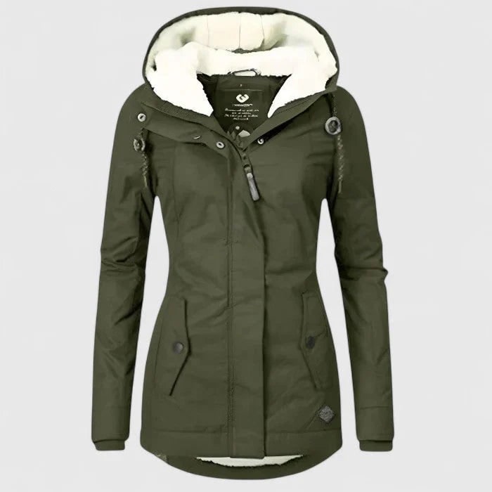 Women's Winter Jacket with Sherpa Fleece Lining and Waterproof Hooded Coat Shell