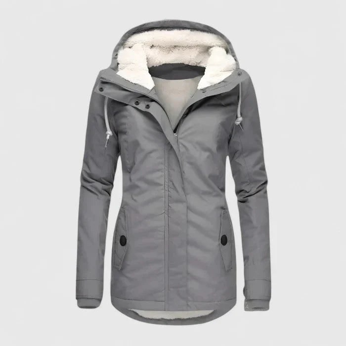Women's Winter Jacket with Sherpa Fleece Lining and Waterproof Hooded Coat Shell