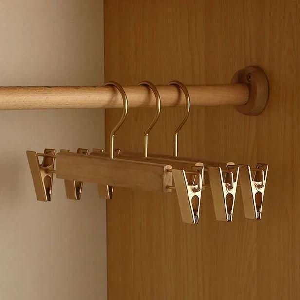 Wooden Clothes Hangers with Shoulders and Bar for Closet Organization