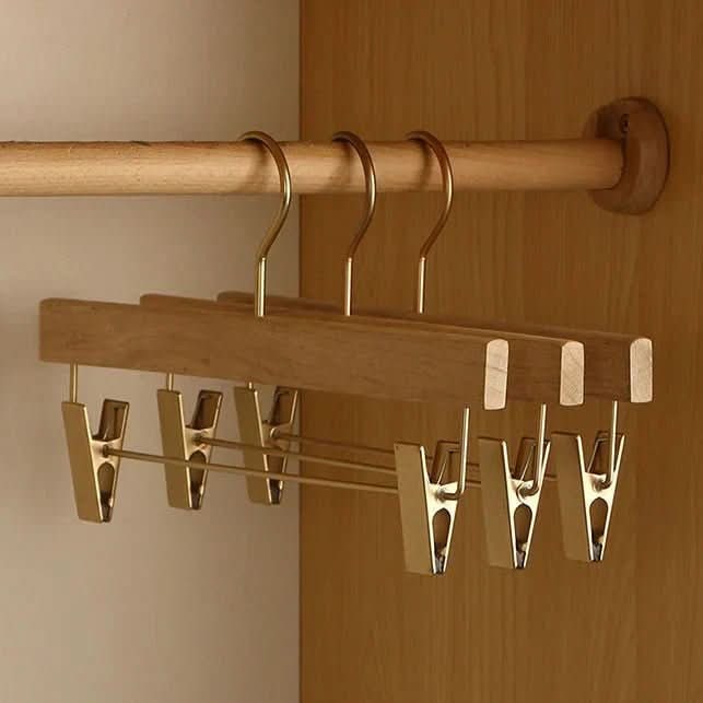Wooden Clothes Hangers with Shoulders and Bar for Closet Organization