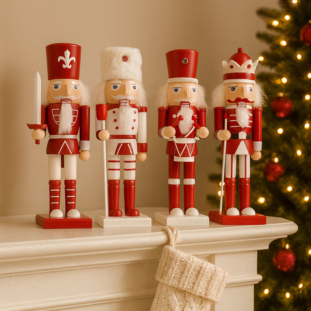 Wooden Nutcracker Figurines – 24 cm, Set of 4