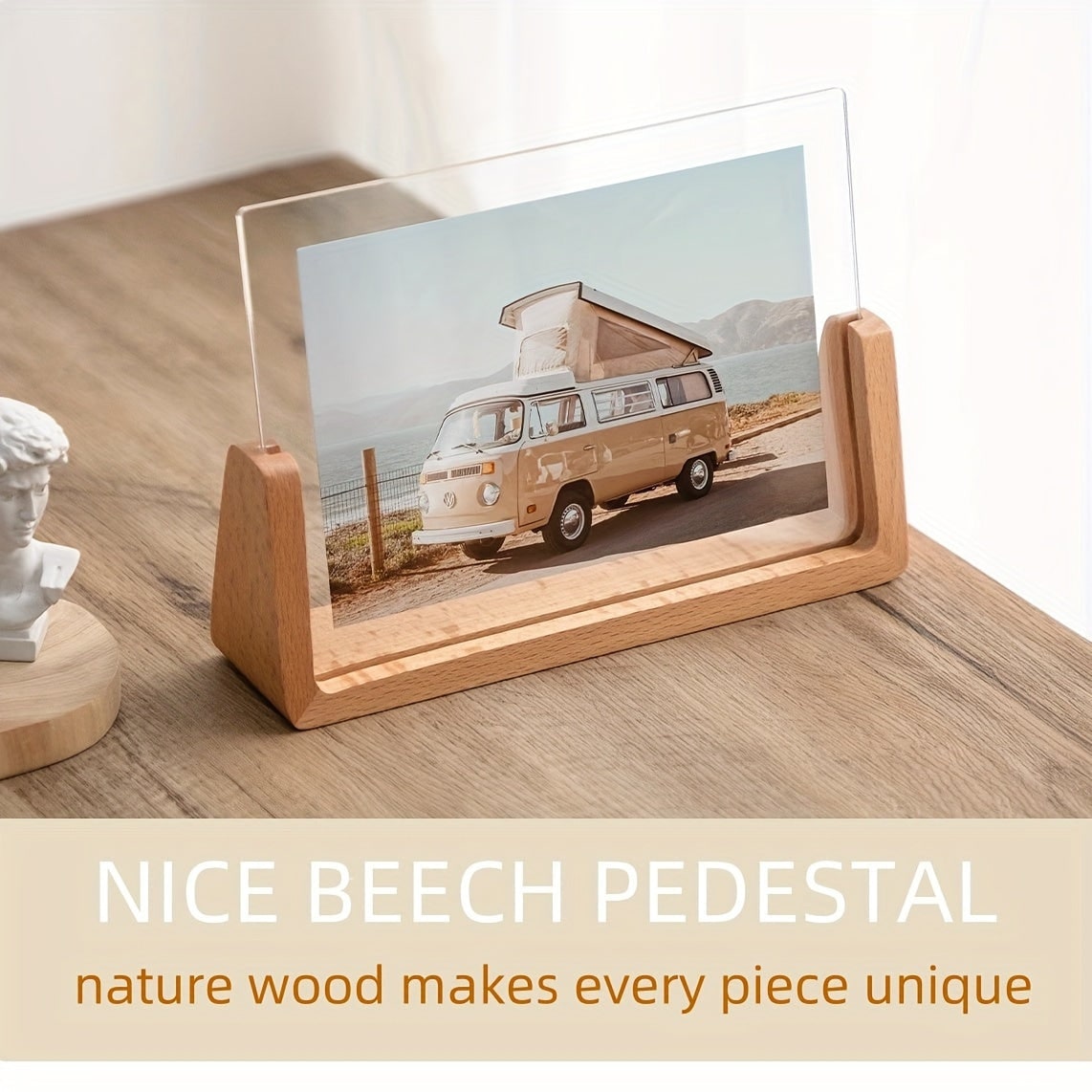 Wooden Tabletop Picture Frame with U-Shaped Base and Clear Acrylic Panels 11 X 14