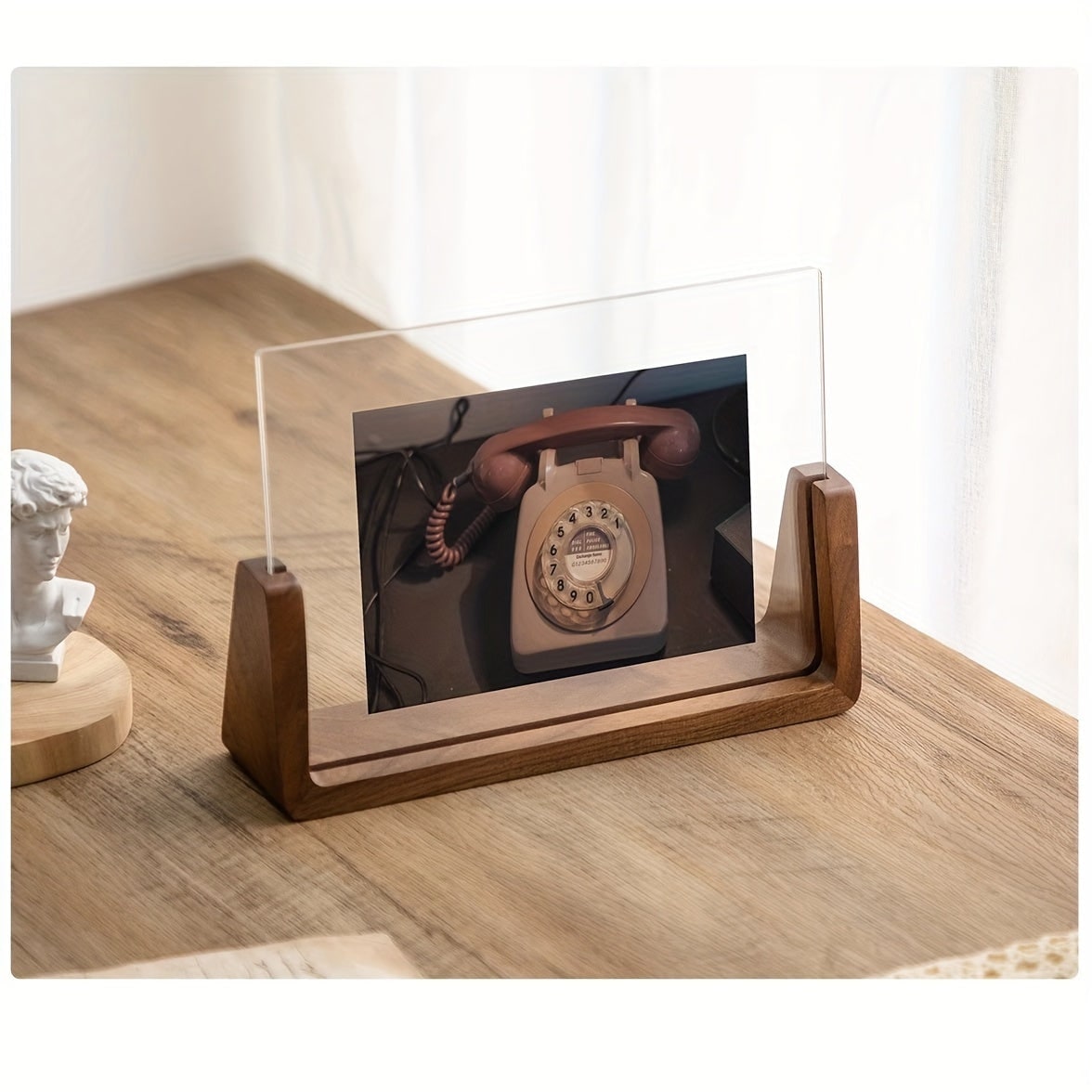 Wooden Tabletop Picture Frame with U-Shaped Base and Clear Acrylic Panels 11 X 14