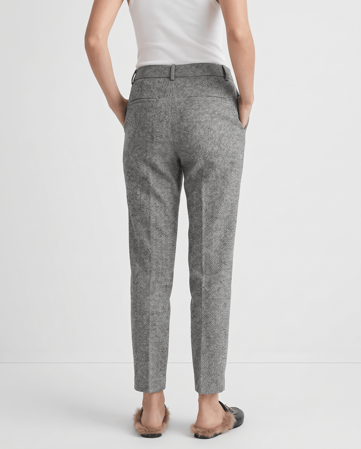 Wool-Blend Straight-Leg Trousers – Pressed Crease, Belt Loops & Slant Pockets | Coralie