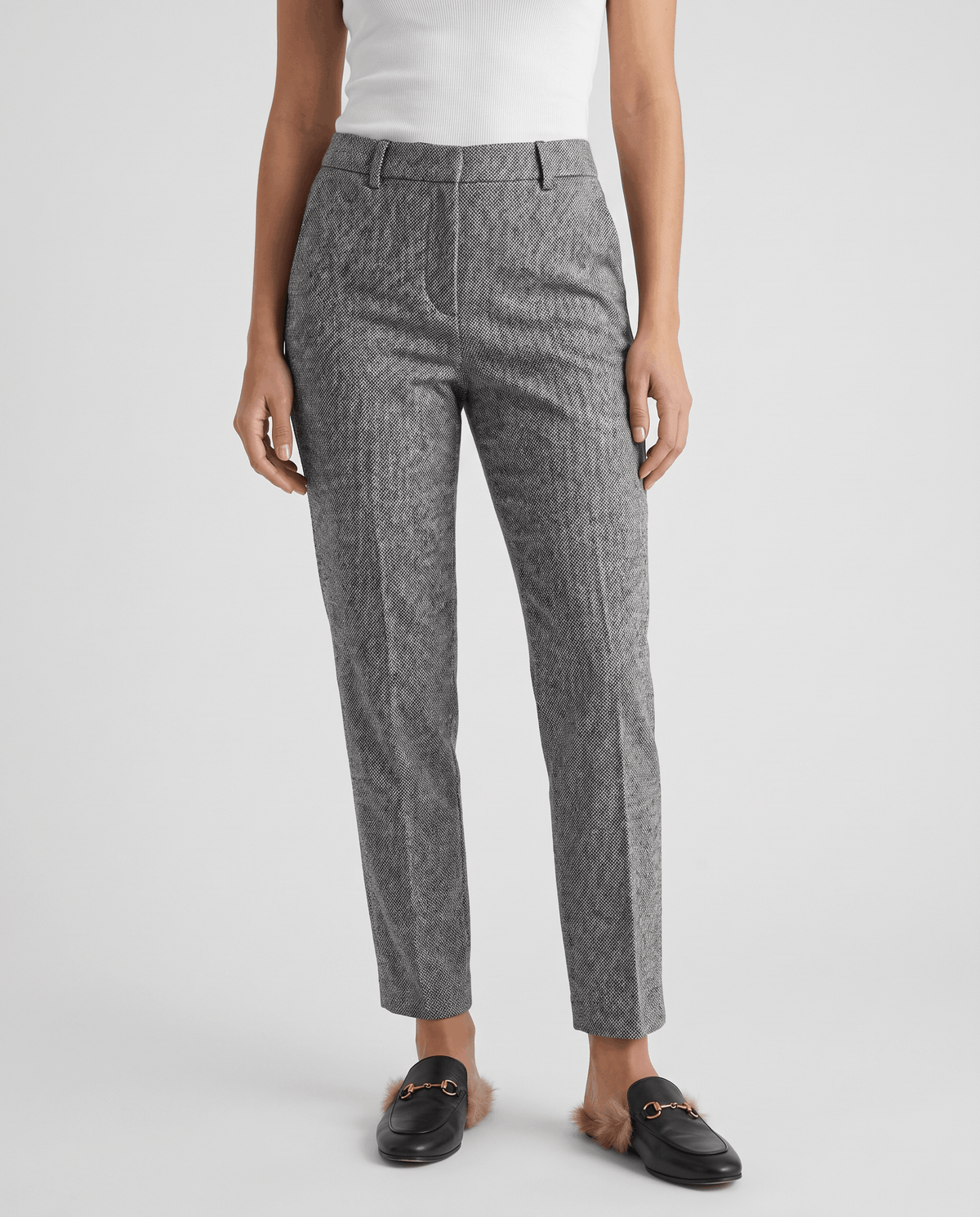 Wool-Blend Straight-Leg Trousers – Pressed Crease, Belt Loops & Slant Pockets | Coralie