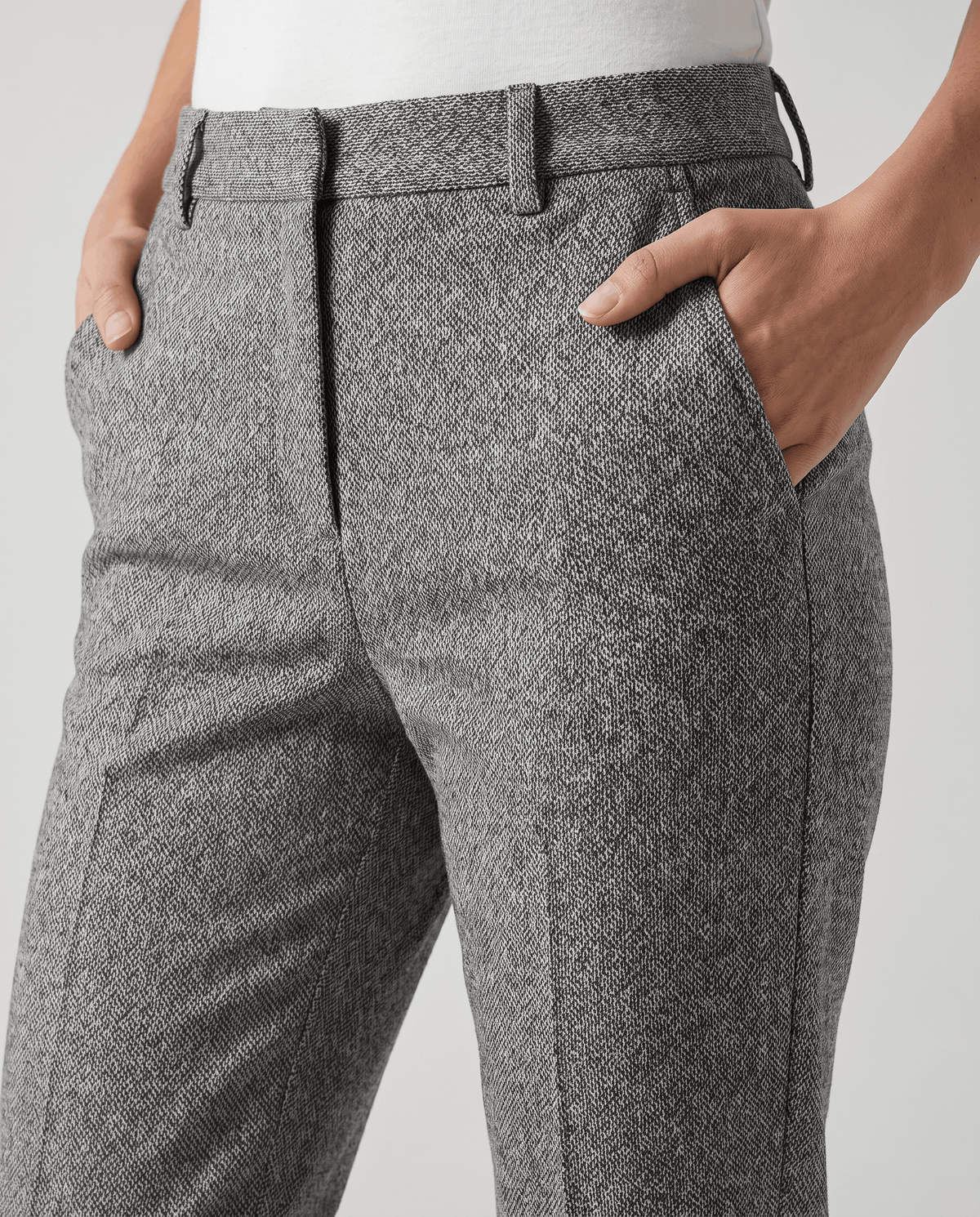 Wool-Blend Straight-Leg Trousers – Pressed Crease, Belt Loops & Slant Pockets | Coralie