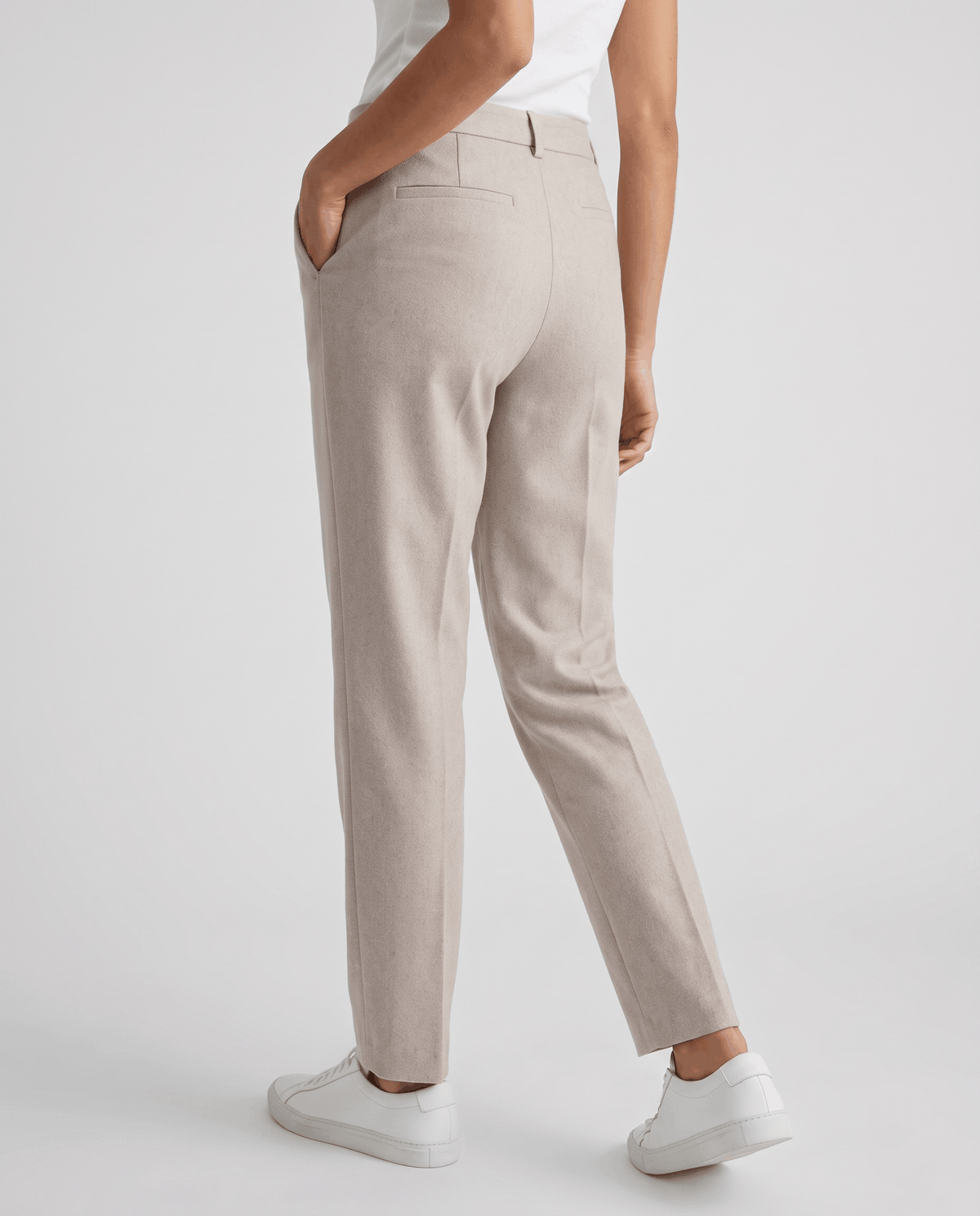 Wool-Blend Straight-Leg Trousers – Pressed Crease, Belt Loops & Slant Pockets | Coralie