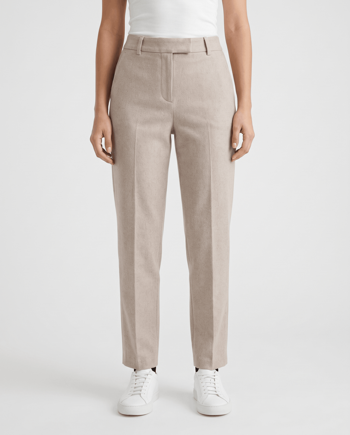 Wool-Blend Straight-Leg Trousers – Pressed Crease, Belt Loops & Slant Pockets | Coralie