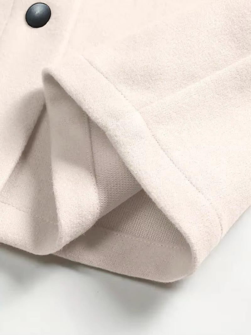 Wool Button-Up Jacket with Welt Pockets for Men