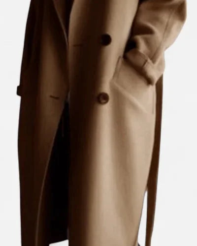 Wool Coat – Black Belted Double-Breasted