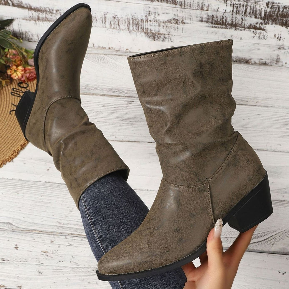 Wren - Women's Slouchy Block-Heel Boots