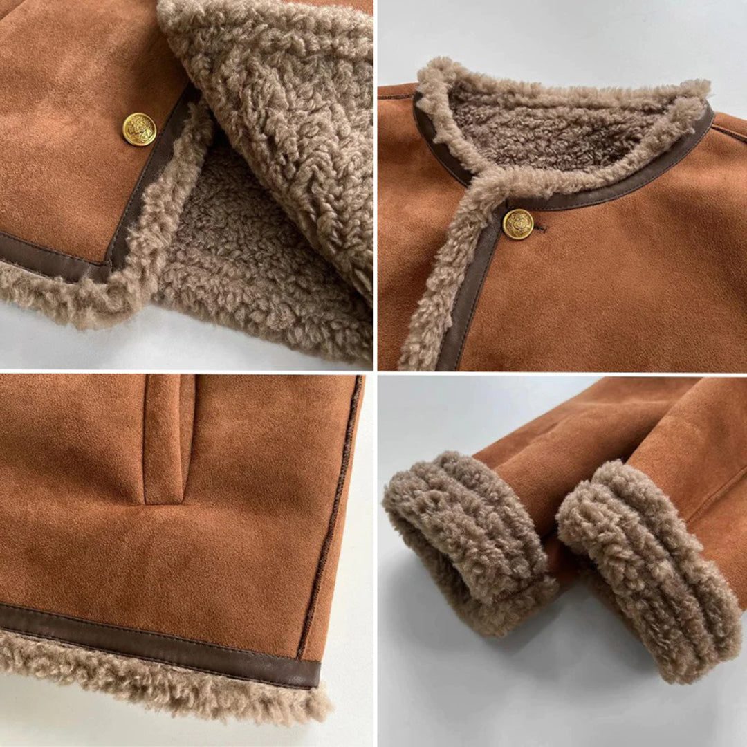 Xanthe | Suede Shearling Jacket with Fleece Lining for Women