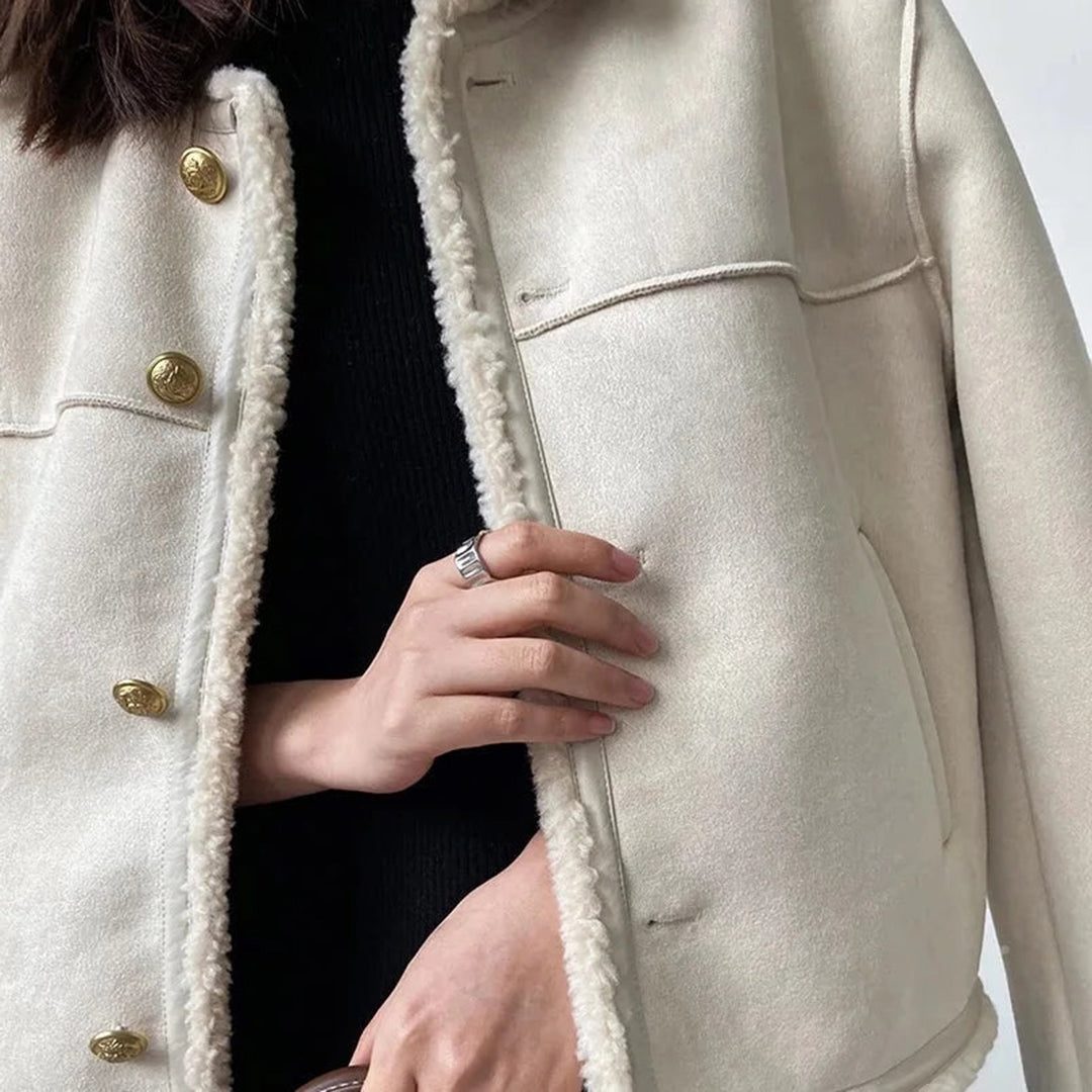 Xanthe | Suede Shearling Jacket with Fleece Lining for Women