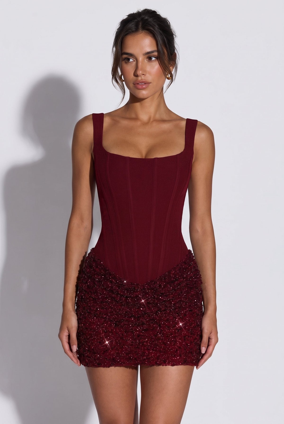 Carmen | Mini dress with structured crepe bodice